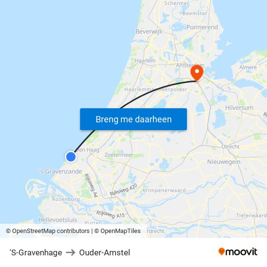 'S-Gravenhage to Ouder-Amstel map