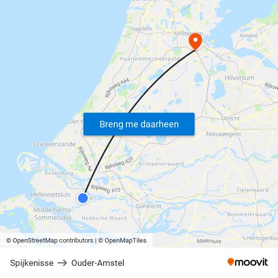 Spijkenisse to Ouder-Amstel map