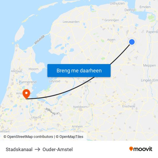 Stadskanaal to Ouder-Amstel map