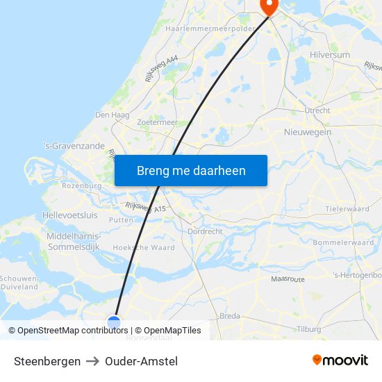 Steenbergen to Ouder-Amstel map