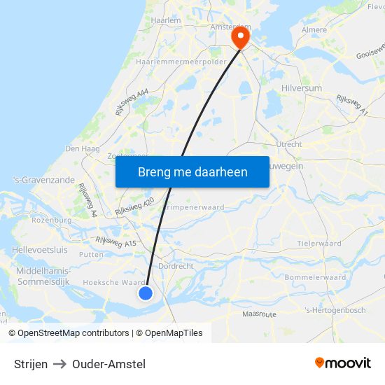 Strijen to Ouder-Amstel map