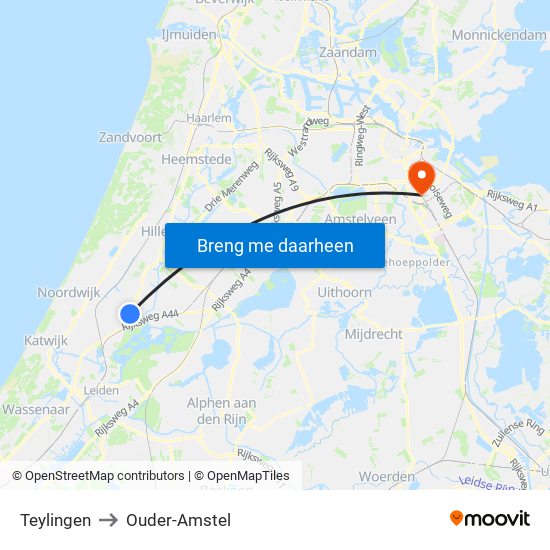 Teylingen to Ouder-Amstel map