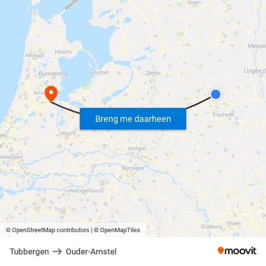 Tubbergen to Ouder-Amstel map