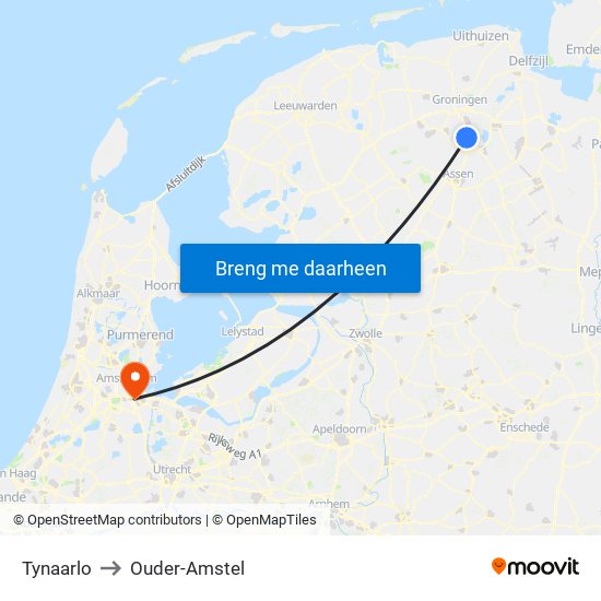 Tynaarlo to Ouder-Amstel map