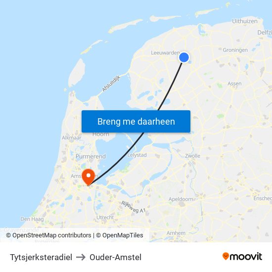 Tytsjerksteradiel to Ouder-Amstel map