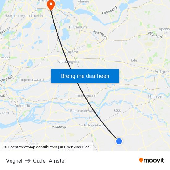 Veghel to Ouder-Amstel map