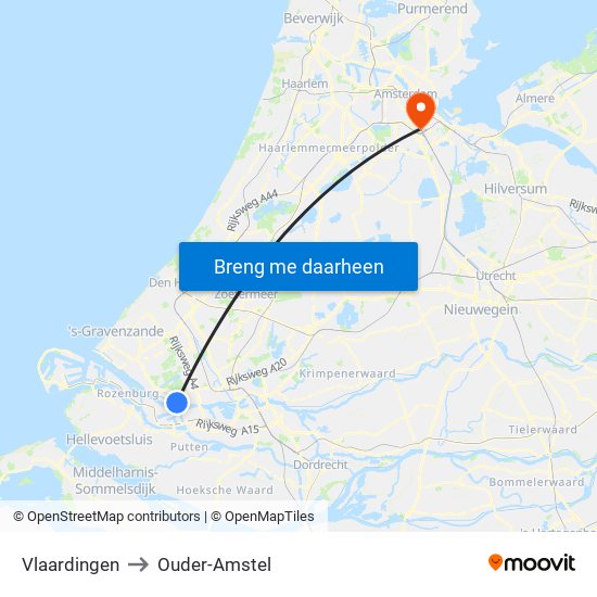 Vlaardingen to Ouder-Amstel map