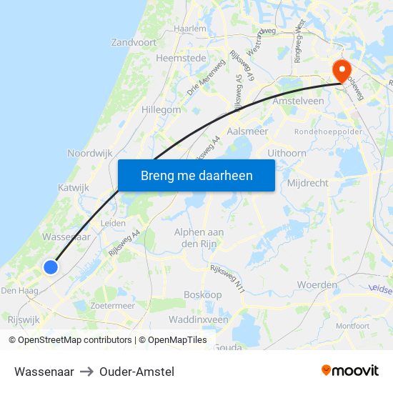 Wassenaar to Ouder-Amstel map
