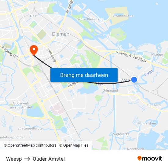 Weesp to Ouder-Amstel map