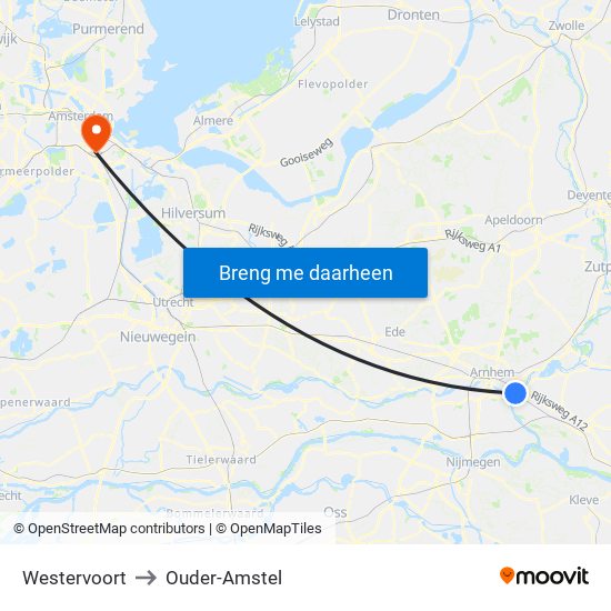 Westervoort to Ouder-Amstel map