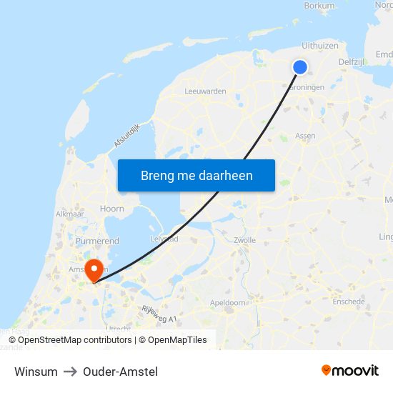 Winsum to Ouder-Amstel map
