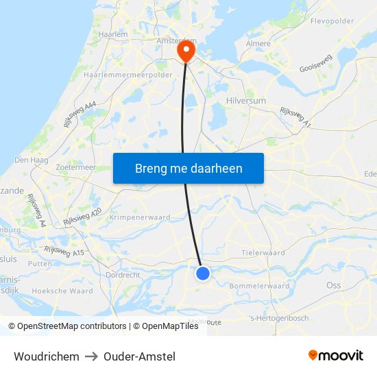 Woudrichem to Ouder-Amstel map