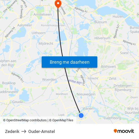 Zederik to Ouder-Amstel map
