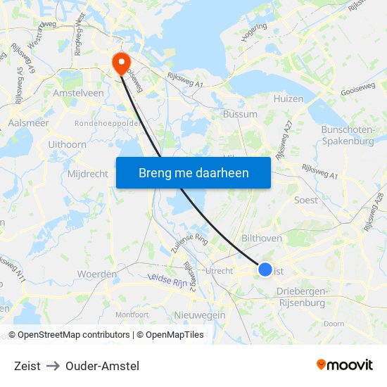 Zeist to Ouder-Amstel map