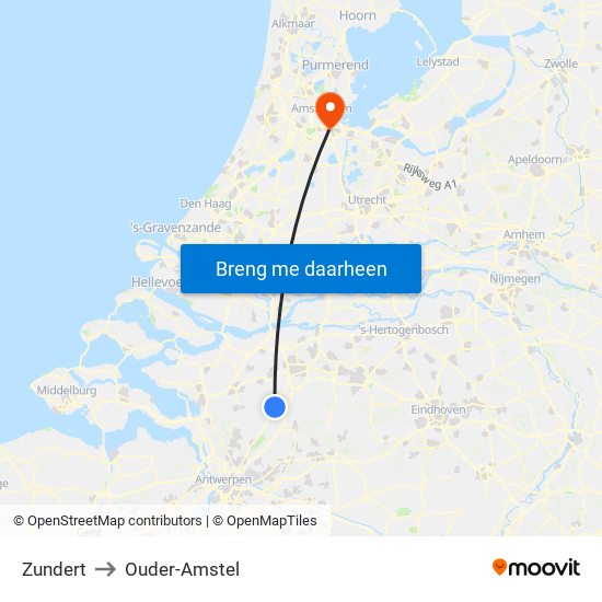 Zundert to Ouder-Amstel map