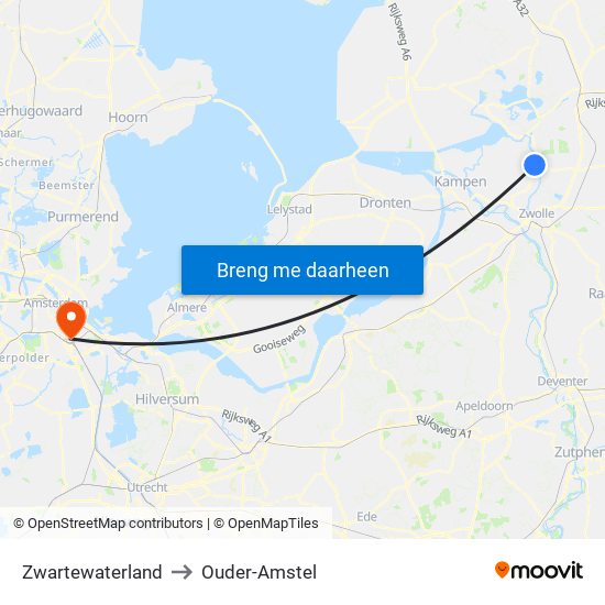 Zwartewaterland to Ouder-Amstel map