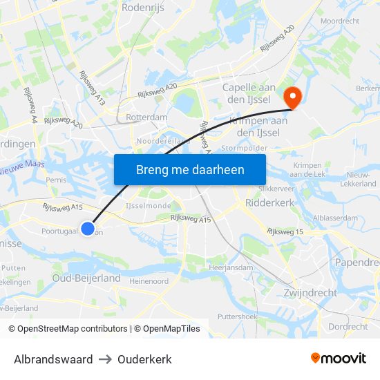 Albrandswaard to Ouderkerk map