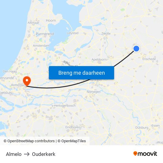 Almelo to Ouderkerk map
