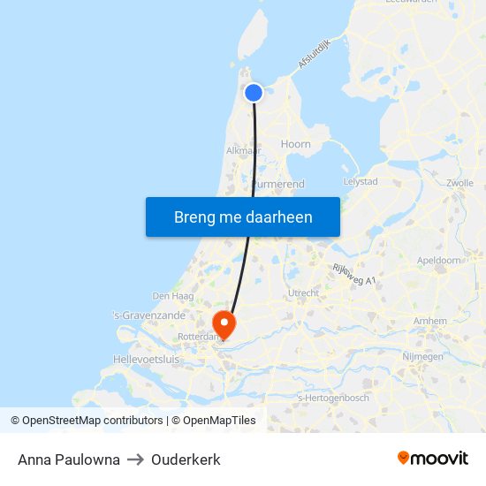 Anna Paulowna to Ouderkerk map