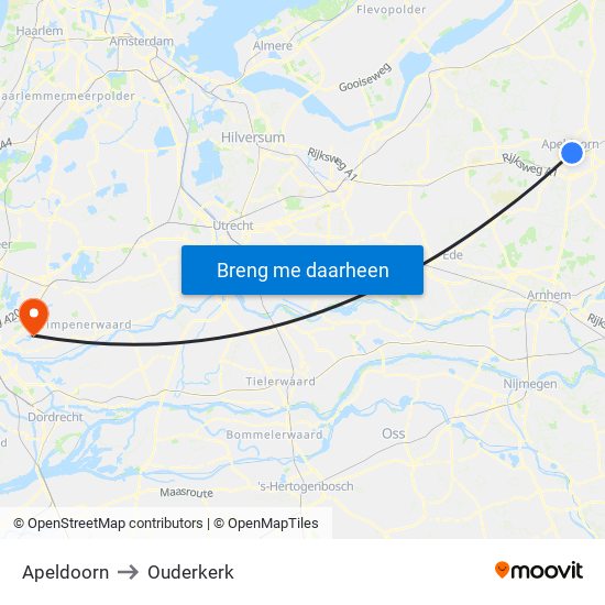 Apeldoorn to Ouderkerk map
