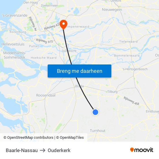 Baarle-Nassau to Ouderkerk map