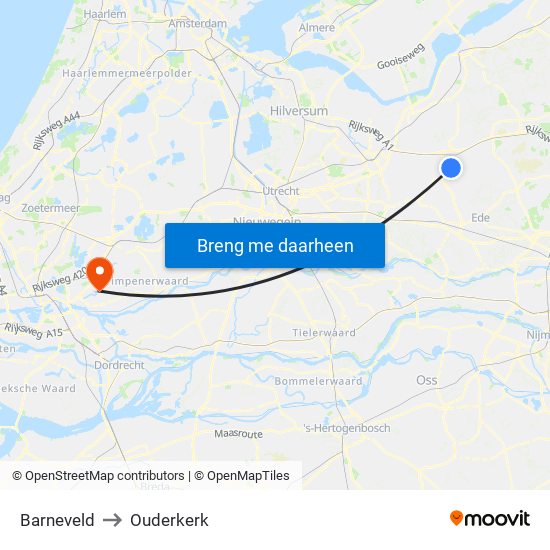 Barneveld to Ouderkerk map