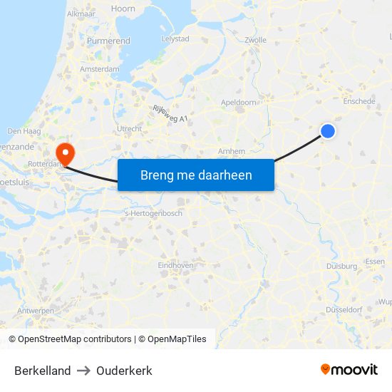 Berkelland to Ouderkerk map