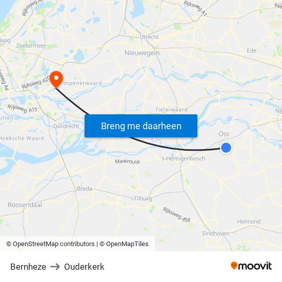 Bernheze to Ouderkerk map