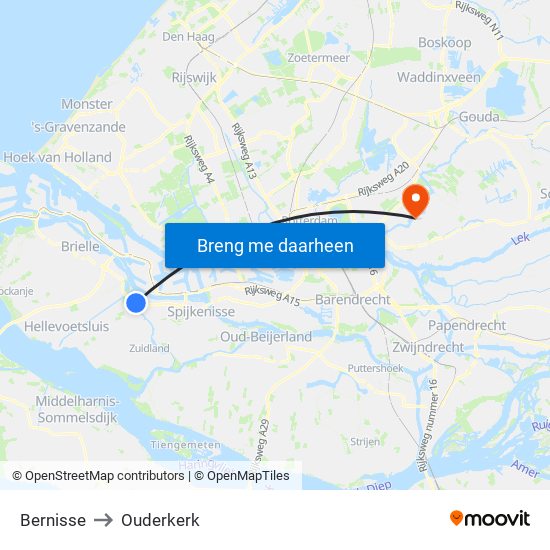 Bernisse to Ouderkerk map