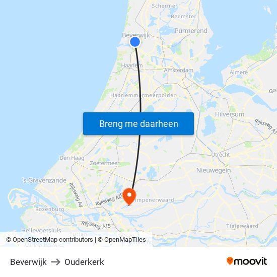 Beverwijk to Ouderkerk map