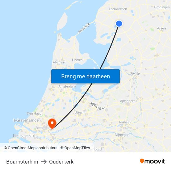 Boarnsterhim to Ouderkerk map