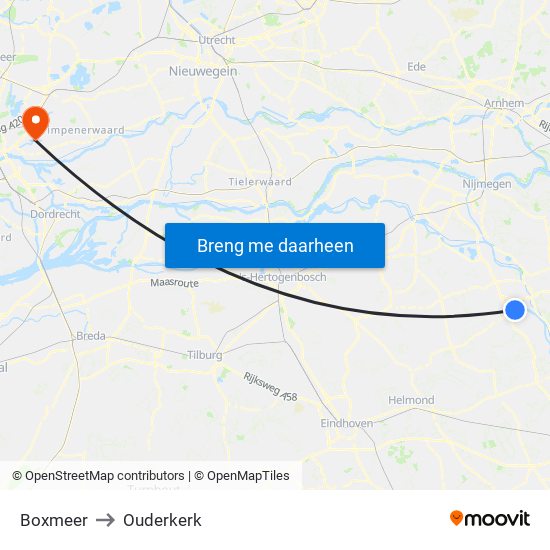Boxmeer to Ouderkerk map
