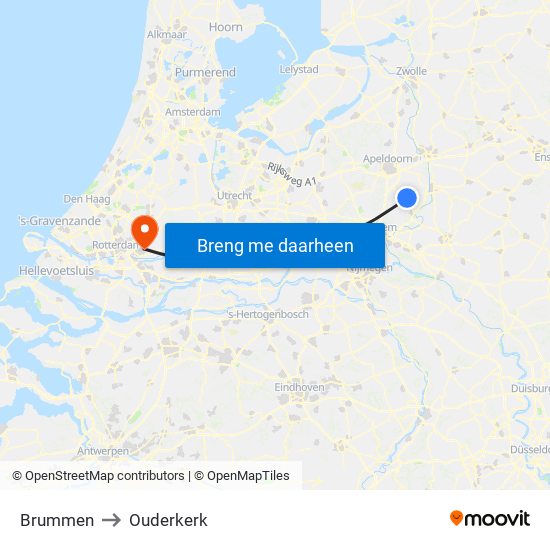 Brummen to Ouderkerk map