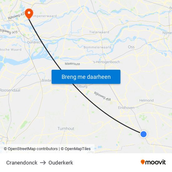 Cranendonck to Ouderkerk map