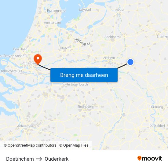 Doetinchem to Ouderkerk map