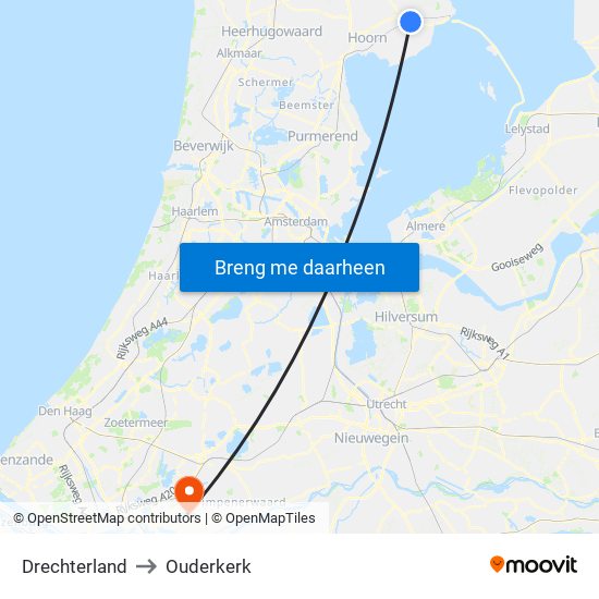 Drechterland to Ouderkerk map