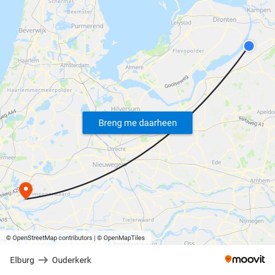 Elburg to Ouderkerk map