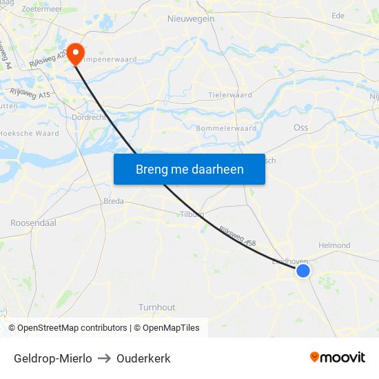 Geldrop-Mierlo to Ouderkerk map