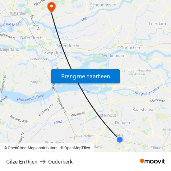 Gilze En Rijen to Ouderkerk map