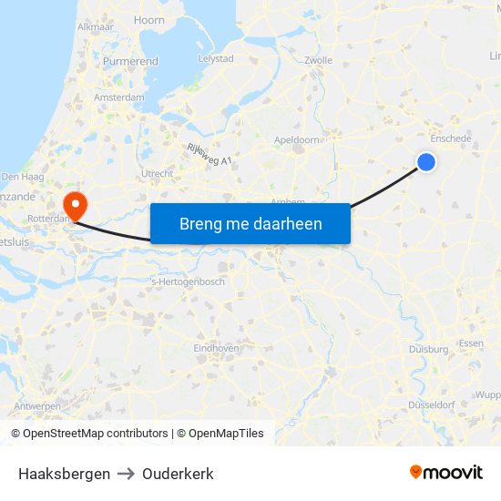 Haaksbergen to Ouderkerk map