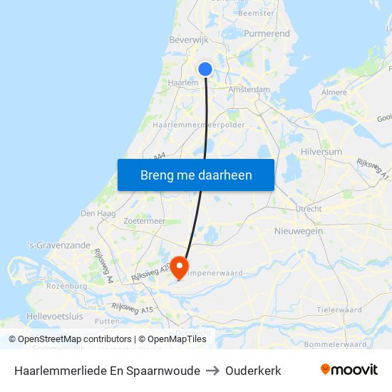 Haarlemmerliede En Spaarnwoude to Ouderkerk map