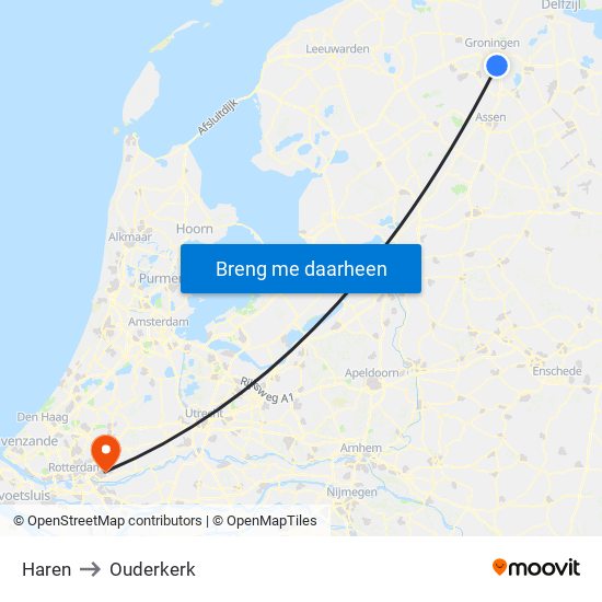 Haren to Ouderkerk map