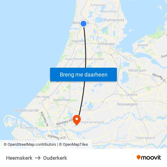 Heemskerk to Ouderkerk map