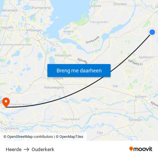 Heerde to Ouderkerk map