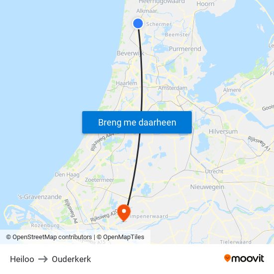 Heiloo to Ouderkerk map
