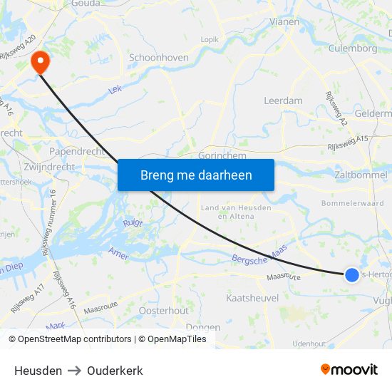 Heusden to Ouderkerk map