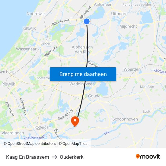 Kaag En Braassem to Ouderkerk map