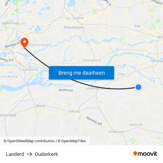 Landerd to Ouderkerk map