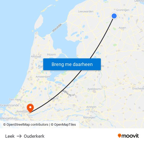 Leek to Ouderkerk map