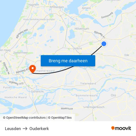 Leusden to Ouderkerk map